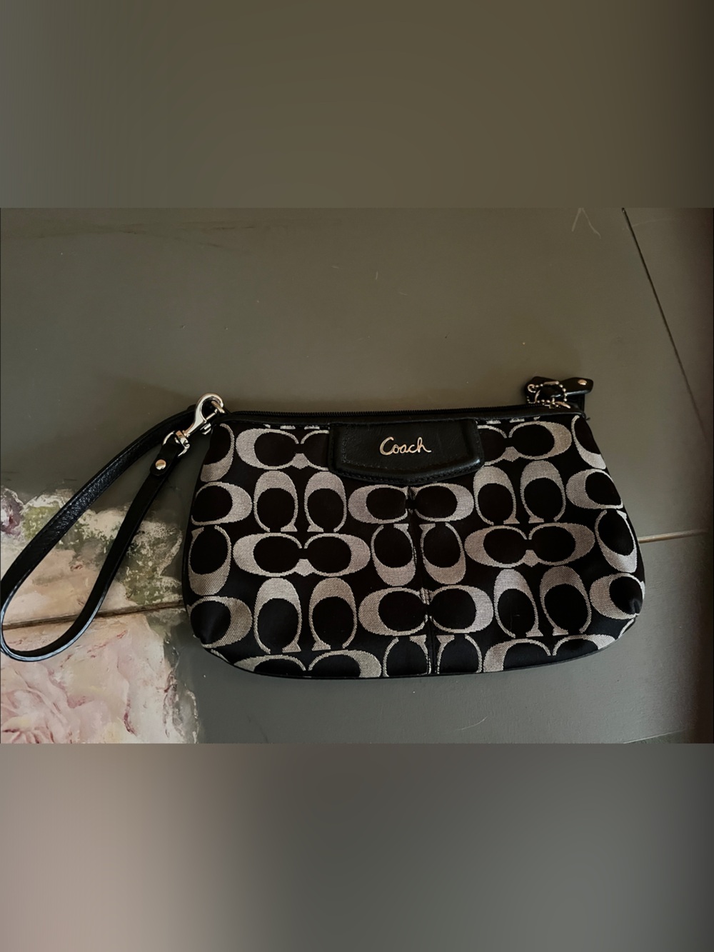 Coach Black and Gray Signature Wristlet